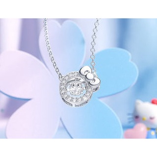 Tide color painted Sanrio HelloKitty high-end design sense light luxury niche sterling silver necklace female summer gif