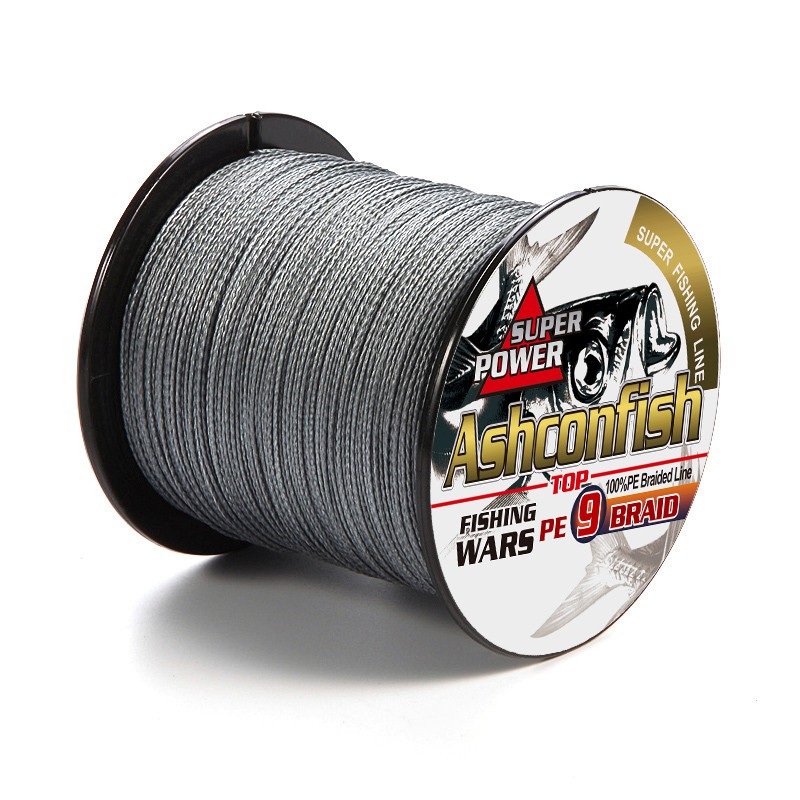 ashconfish-สายเอ็นตกปลา-pe-ถัก-9-เส้น-1000-เมตร-dyneema-pe-x9-สีขาว-สีเทา