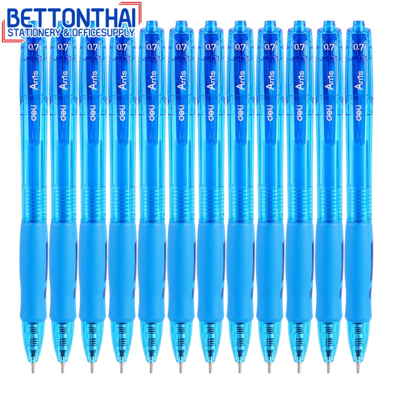 deli-q17-ballpoint-pen-mini-tip-0-7mm-ปากกาลูกลื่นแบบกด-หมึกน้ำเงิน-ขนาด-0-7mm-แพ็ค-1-แท่ง-ปากกา-ปากกาลูกลื่น-เครื่องเ