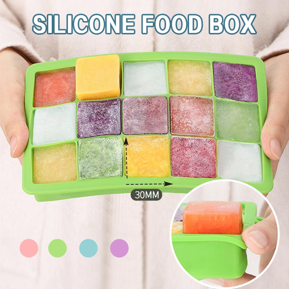 พร้อมส่ง-ableme-บล็อคซิลิโคนใส่อาหารแช่แข็ง-พร้อมฝาปิดพลาสติก-บล็อคซิลิโคนเก็บอาหารเด็ก-baby-silicone-block