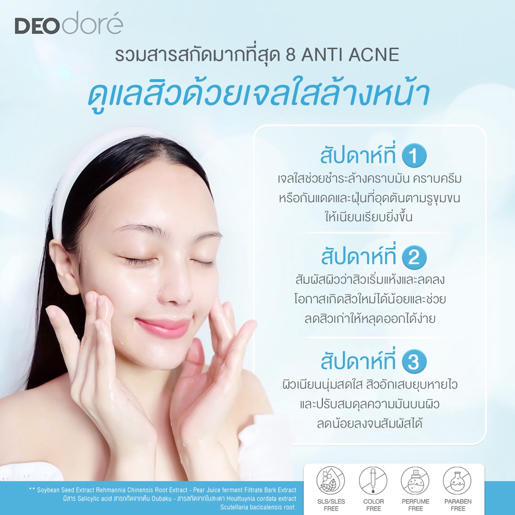 ภาพสินค้าDEOdore Anti Acne Cleansing gel เจลใสล้างหน้า แพ้ง่าย ลดสิวยุบไว จากร้าน deodorethailand บน Shopee ภาพที่ 2