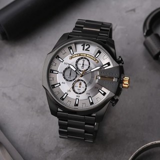 🎀 (สด-ผ่อน) นาฬิกา DZ4479 กล่องแบรนด์ NEW Diesel Timeframes Mega Chief Grey Black Chronograph Quartz  Mens Watch