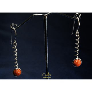 925 Sterling Silver Earrings ต่างหู เงินแท้ 925 เคลือบด้วยทองคำขาว Gold stone 6 mm