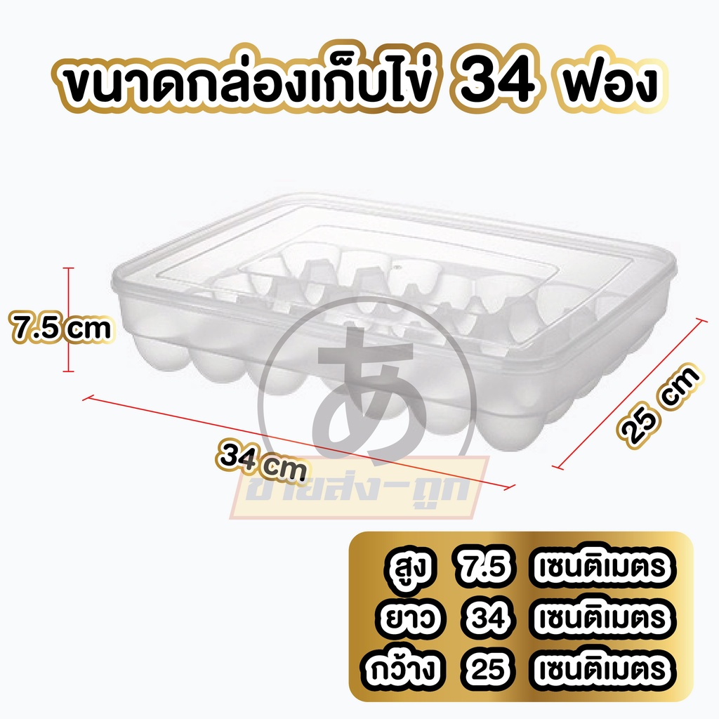 arikatomall-กล่องเก็บไข่-กล่องใส่ไข่-ctn23-ที่เก็บไข่-ถาดเก็บไข่-ที่ใส่ไข่-ถาดไข่-เก็บไข่-ถาดใส่ไข่-มีฝาวางซ้อน-34หลุม