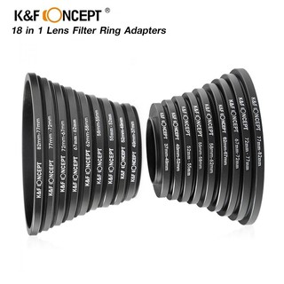 Step Ring แหวนแปลงไซด์หน้าเลนส์ใส่ฟิวเตอร์ K&amp;F 18 IN 1 LENS FILTER RING ADAPTERS KIT