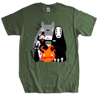เสื้อยืดผ้าฝ้ายพิมพ์ลายขายดี เสื้อยืด ผ้าฝ้าย พิมพ์ลาย My Neighbor Totoro Studio Ghibli สีดํา แฟชั่นสําหรับผู้ชาย และผู้