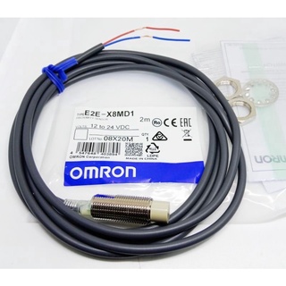 E2E-X8MD1 Omron Proximity switch 2สาย DC  M12 ชนิด NO ระยะจับ8mm 12-24VDC