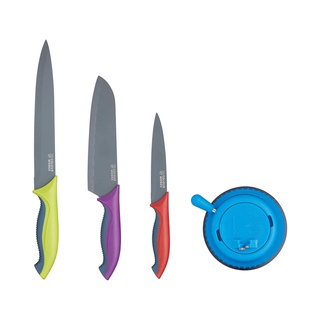 KitchenCraft Colourworks 4 pc Knife Set incl. Sharpener ชุดมีดทำครัวพร้อมที่ลับมีด รุ่น CWBRKNSET4PC