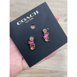 ต่างหู SIGNATURE JEWEL STUD EARRINGS (COACH C6310) สีชมพู