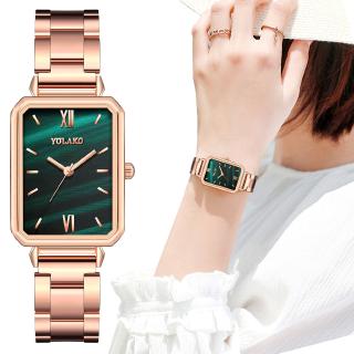 ภาพหน้าปกสินค้านาฬิกาข้อมือควอตซ์แฟชั่นสายแสตนเลสสีเขียวหน้าปัดบอกเลขโรมัน ที่เกี่ยวข้อง
