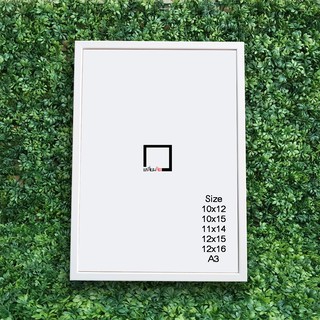 รูปภาพขนาดย่อของกรอบรูป 10x12" 10x15" 11x14" 12x15" 12x16" A3 และ 30x40 cm สีขาว ตั้งและแขวน พร้อมกระจกลองเช็คราคา