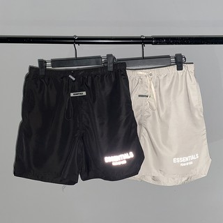Essentials ใหม่ตัวอักษรสองบรรทัดหลวมกางเกงขาสั้นสบาย ๆ สะท้อนแสง