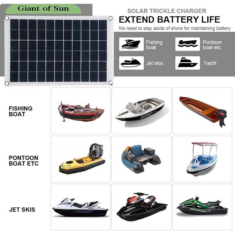 ภาพสินค้า100W Solar Panel แผงพลังงานแสงอาทิตย์ + 10-100Aตัวควบคุมแอลซีดีชุดหรือรถตู้คาราวานเรือRVรถ/แคมป์/กลางแจ้งกิจกรรมChargerตัวหนีบปากจระเข้ จากร้าน hulunbeier.th บน Shopee ภาพที่ 6