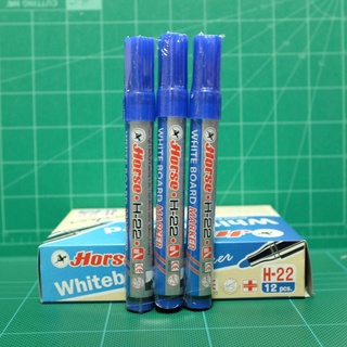 ปากกาไวท์บอร์ดตราม้า Horse Whiteboard Marker H-22 หมึกสีน้ำเงิน (1ชุด/3ด้าม) ขนาดหัวปากกา 2 มม. (Non-Permanent)