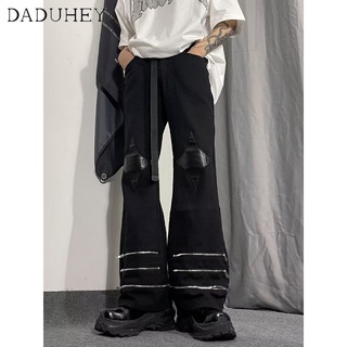 DaDuHey🔥 Mens Fashionable Hiphop Zipper Jeans 2022 New plus Size Trend Fashion Straight Wide-Leg Pants