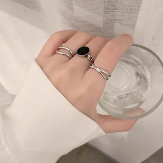 แหวนแฟชั่นเกาหลีสามชิ้นเปิดอุณหภูมิที่เรียบง่ายสามชิ้น