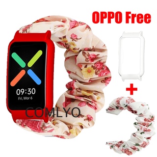 สําหรับ OPPO Watch ฟรีสายสมาร์ทวอทช์ สายรัดข้อมือ ผ้าฝ้าย ยืดหยุ่น นุ่ม สายรัดข้อมือ + เคส PC ฟิล์มกันชน สําหรับผู้หญิง ของขวัญ