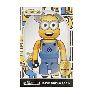 Bearbrick Minion Dave Chrome 400%+100% New ใหม่ไม่แกะ พร้อมส่ง! แท้ 💯