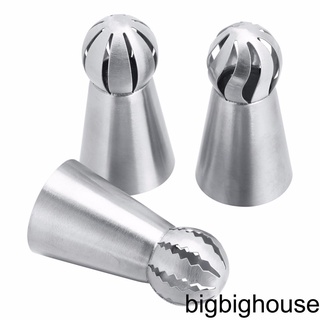 [Biho] 3pcs Stainless Steel Flower Icing Piping Nozzles Pastry Cake Cream Cupcake Decorating Nozzles Tips Set