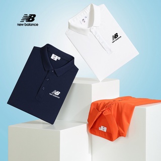 เสื้อโปโลแขนสั้น ผ้าฝ้าย พิมพ์ลายโลโก้ New Balance ขนาดเล็ก สําหรับผู้ชาย