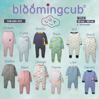 Bloomingcub Two way zip ชุดหมีคลุมเท้า ชุดนอนเด็กซิปสองทาง ชุดนอนเด็ก ชุดหมีเด็กแรกเกิด บอดี้สูทเด็ก 01