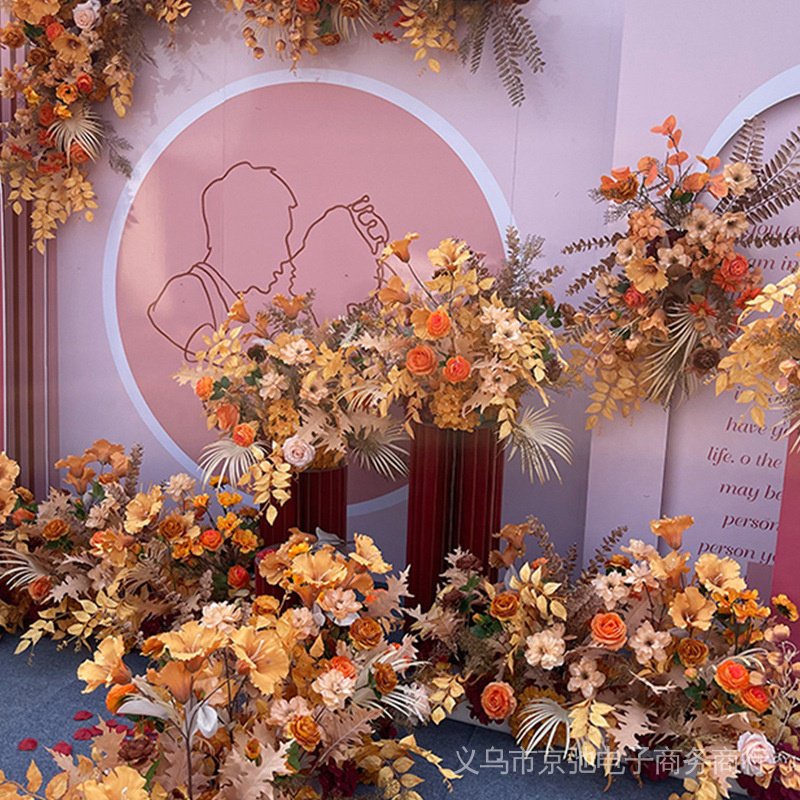 ดอกไม้ประดิษฐ์-ดอกซากุระประดิษฐ์-พลาสติก-สีส้ม-สําหรับตกแต่งเพดาน-งานแต่งงาน