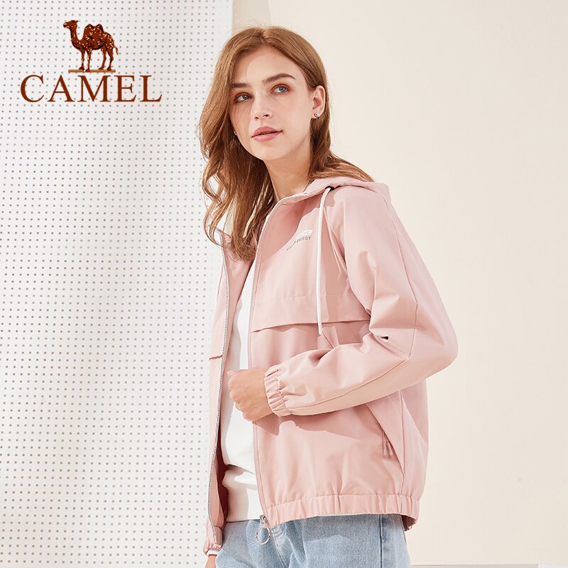 camel-เสื้อแจ็คเก็ตคาร์ดิแกนสําหรับสตรีแขนยาวมีฮู้ด