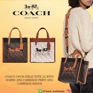 COACH C8456 FIELD TOTE 22 WITH HORSE AND CARRIAGE PRINT AND CARRIAGE BADGE
