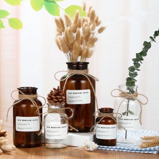 ［Beautiful Home Life］พร้อมส่ง แจกันแก้ว สไตล์นอร์ดิก เครื่องประดับสร้างสรรค สีใสและน้ำตาล