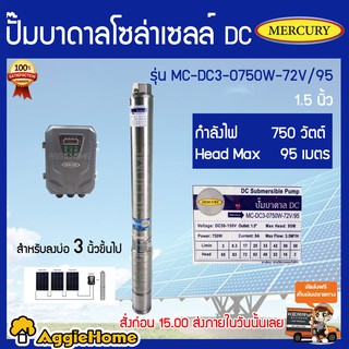 MERCURY ปั้มบาดาล DC750วัตต์ บ่อ 3 นิ้ว รุ่น MC-DC3-0750W-72V/95 **เก็บเงินปลายทาง**