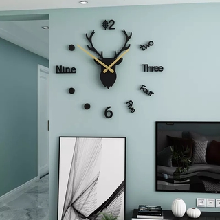 ภาพขนาดย่อของภาพหน้าปกสินค้าModern Creative 3D Deer Head Modeling Strong Self-adhesive Wall Clock Stickers/ DIY Large Numbers Clock Art Decal Home Decor จากร้าน invincible.th บน Shopee ภาพที่ 2