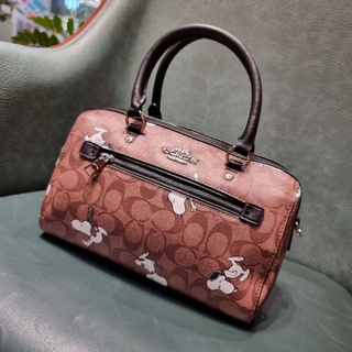 COACH x PEANUTS ROWAN SATCHEL IN SIGNATURE CANVAS WITH SNOPPY PRINT