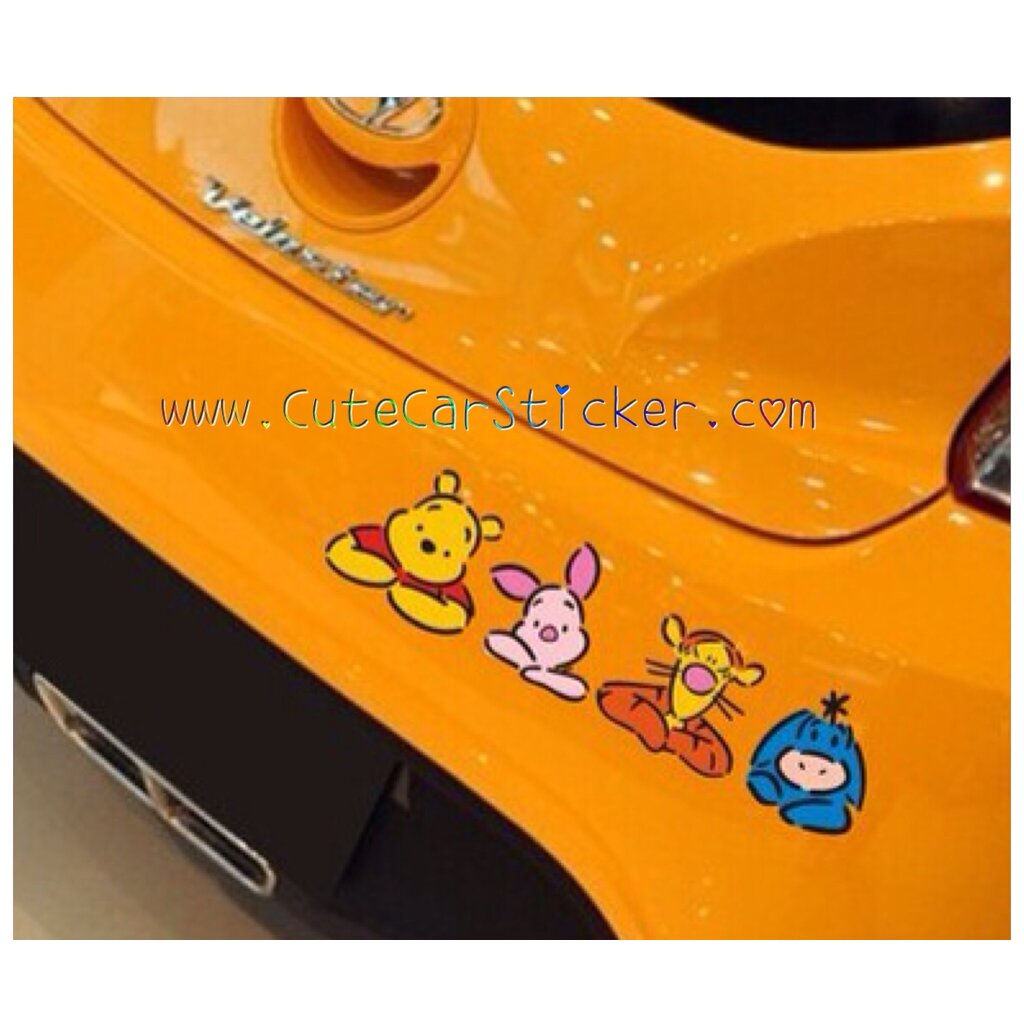 สติ๊กเกอร์-ติดรถ-pooh-หมีพูห์-และผองเพื่อน-เรียวแถว-4ตัว-car-decal-sticker