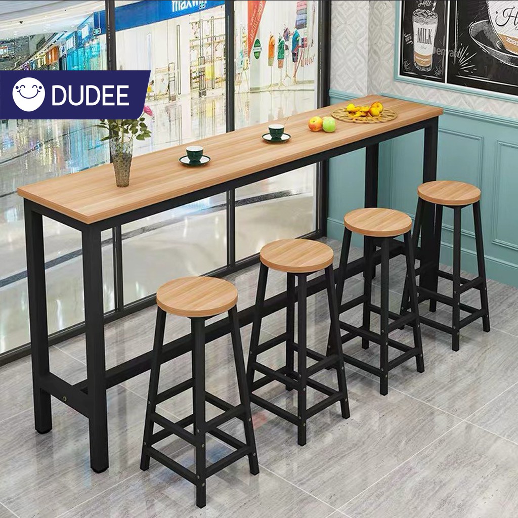 dudee-โต๊ะบาร์ไม้ทรงสูง-บาร์คาเฟ่-สำหรับบาร์ตกแต่งร้าน-ขาเหล็กแข็งเเรงทรงสูง-มี-2-สี-เฉพาะโต๊ะ