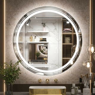 น้ำอัจฉริยะนำกระจกแต่งหน้าป้องกันหมอกรอบห้องน้ LED Bathroom Mirror 3 Color Lights Backlit กระจกกันหมอกห้องน้ำแขวนผนัง