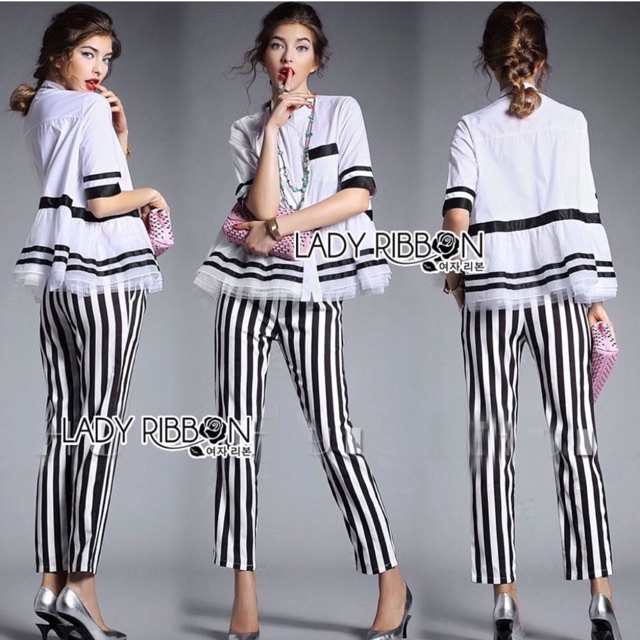 Lady's Libbon ขาวดำ เกาหลีเกาใจ | Shopee Thailand