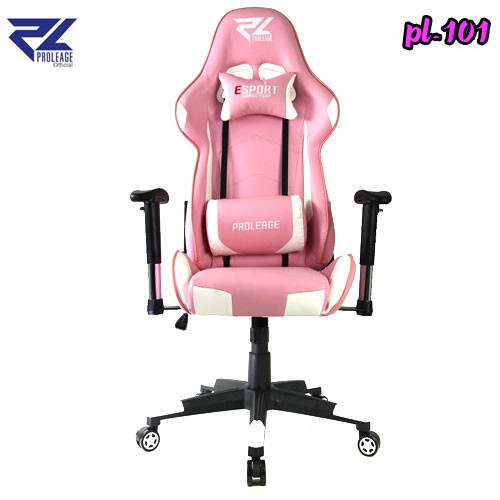 pl-101-สีชมพูขาว-gaming-chair-proleage-เก้าอี้เกมส์-ฟรี-หูฟัง-oker-m18-สีชมพู