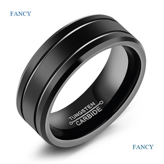Fancy แหวนทังสเตน สีดํา แฟชั่น สําหรับผู้ชาย งานแต่งงาน