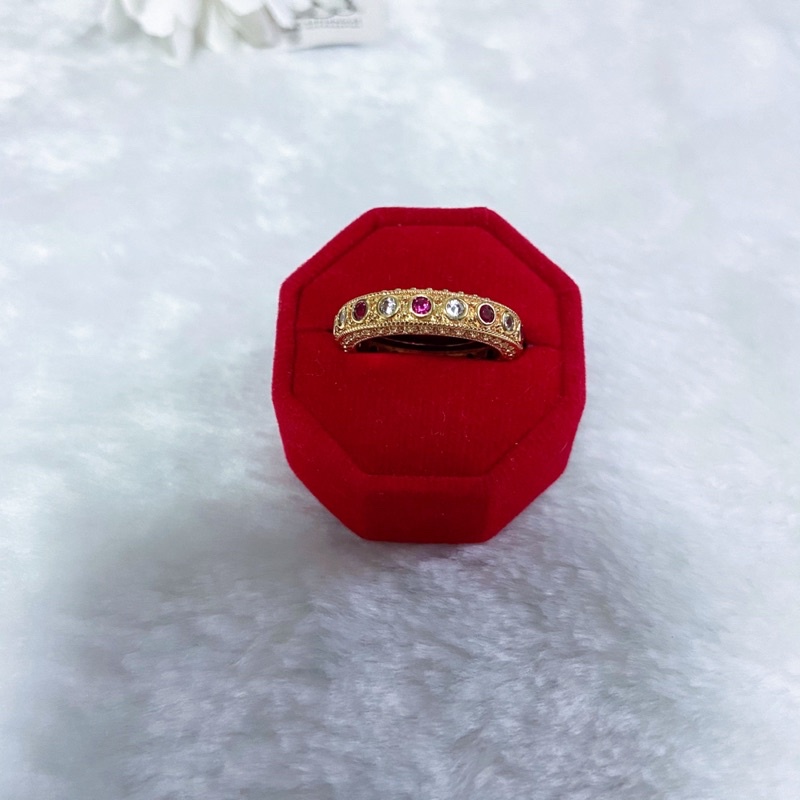 แหวนทองชุบ-053-แหวนพลอย-แหวนทองไมครอน-พร้อมส่ง-2-สี-เบอร์-7-8