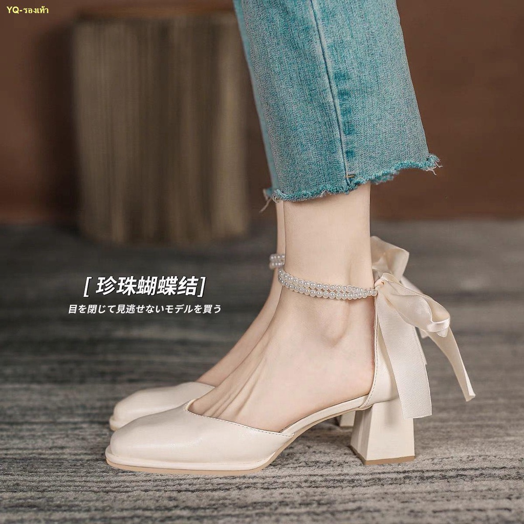 คะนอง-รองเท้าส้นสูงลูกไม้ขึ้นผู้หญิง-2022-ใหม่รองเท้าแตะส้นหนานิ้วเท้าผู้หญิง-mary-jane-รองเท้าแตะ