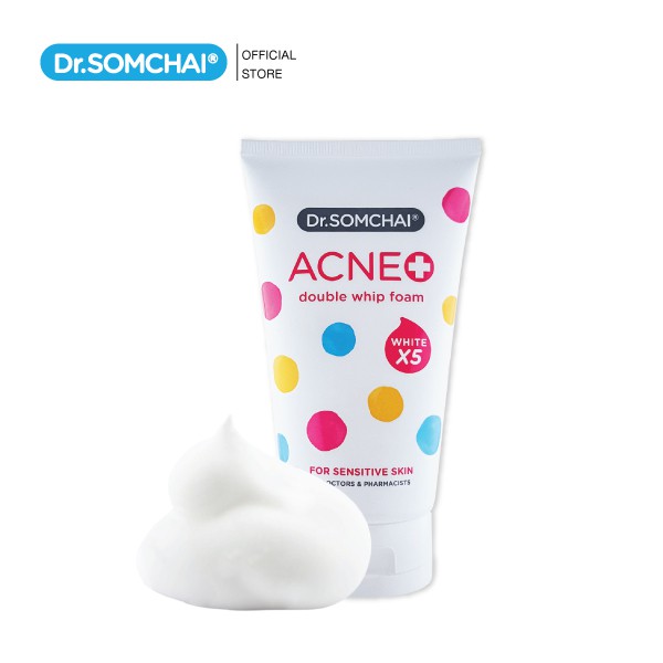 dr-somchai-acne-double-whip-foam-white-perfect-for-sensitive-skin-100-g-วิปโฟม-ล้างหน้า-ทำความสะอาดผิวอย่างอ่อนโยน