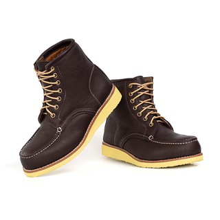 สินค้า รองเท้าหนังวัวแท้ ชามัวร์ ชนิดนิ่ม บูท หุ้มข้อ สีน้ำตาลเข้ม StepPro Boots Code 956