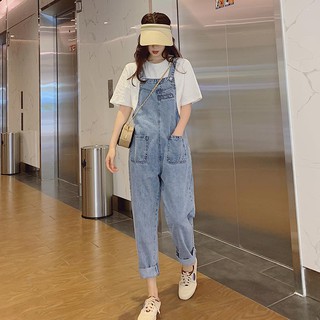 💗overalls เอี๊ยมกระโปรงยีน กางเกงแขวน กางเกงชิ้นชิ้นเดียว/ชุดเซท ยีนส์หลวม overalls เด็กหญิงสุทธิแดงโมรี กางเกงทรงเอี๊ย