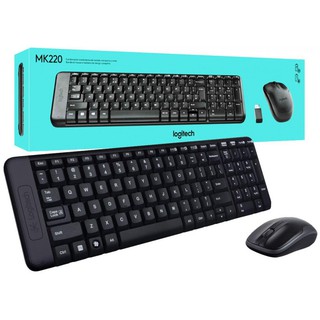 KEYBOARD &amp; MOUSE (คีย์บอร์ดและเมาส์ไร้สาย) LOGITECH MK220 WIRELESS (BLACK) ประกัน synnex 1 ปี