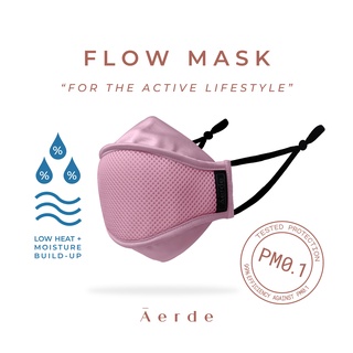 FLOW Mask by Āerde (แอร์เด้) — Pink / สีชมพู Freesize• เหมาะสำหรับออกกำลังกาย • กรองฝุ่นละออง 99.9% [earthtonestore]