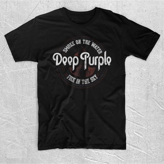 เสื้อยืดผ้าฝ้ายเสื้อยืด วง Deep PURPLE - สีควันบนน้ําL XL  XXL 3XL