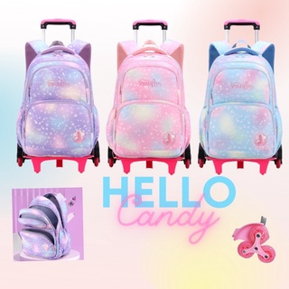 พร้อมส่ง⚡️⚡️กระเป๋านักเรียน กระเป๋านักเรียนล้อลากไต่บันไดซิลิโคนรุ่นHello Candy
