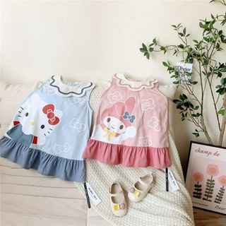 พร้อมส่ง ชุดเดรสลูกสาว น่าร๊ากกเดรสพิมพ์ลาย คอบัว คิตตี้ มายเมโลดี้ ผ้านิ่มเด้ง