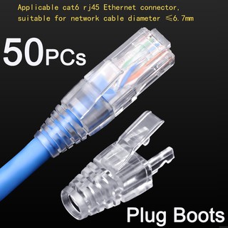 บูทครอบหัว RJ45  50 ตัว ( RJ45 Connector Caps Cat5e Cat6 RJ45 Plug Boot Strain Relief Ethernet Network Cable )