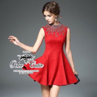 Diamond twist mini dress in red